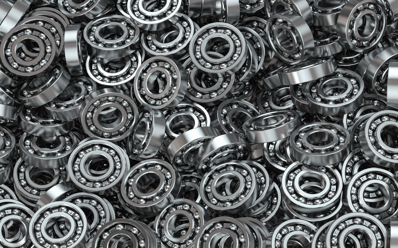 Fond de concept industriel avec roulements en tas. Illustration 3d